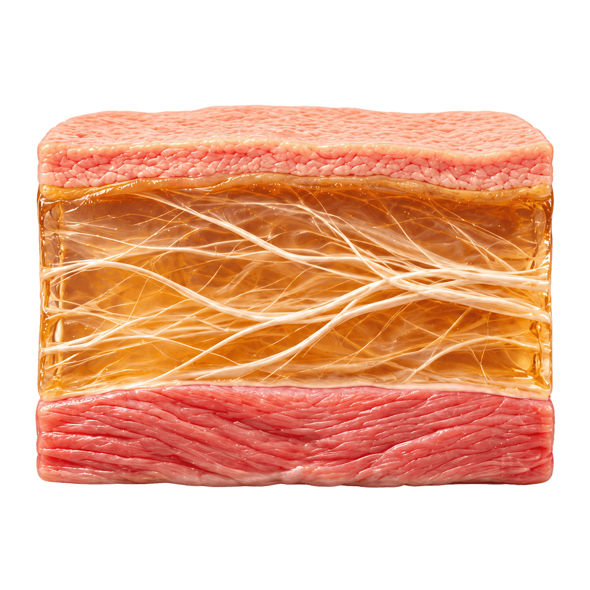 Cross-section illustration of well-hydrated connective tissue
