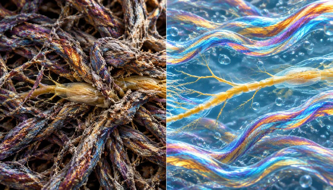 Collagen Fiber Comparison: Tangled Felt vs Hydrated Silk